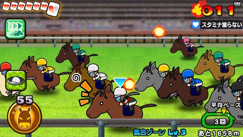 その場で『ソリティ馬』を薗部氏に見せるゲームフリークの面々。薗部氏はソリティアが得意で、「スパイダー」は勝率100％とのこと。「なんでソリティアと組み合わせたの？」（薗部氏）「『ゴルフ』（※ ソリティアの一種で『ソリティ馬』に採用されている）の素早く判断する楽しさと、ソリティアの整頓欲求を満たす楽しさが競馬と合っている気がして……」（一之瀬氏）「だいぶ強引じゃない（笑）？」（薗部氏）「まあ……競馬ゲームを作りたかったんです」（一之瀬氏）